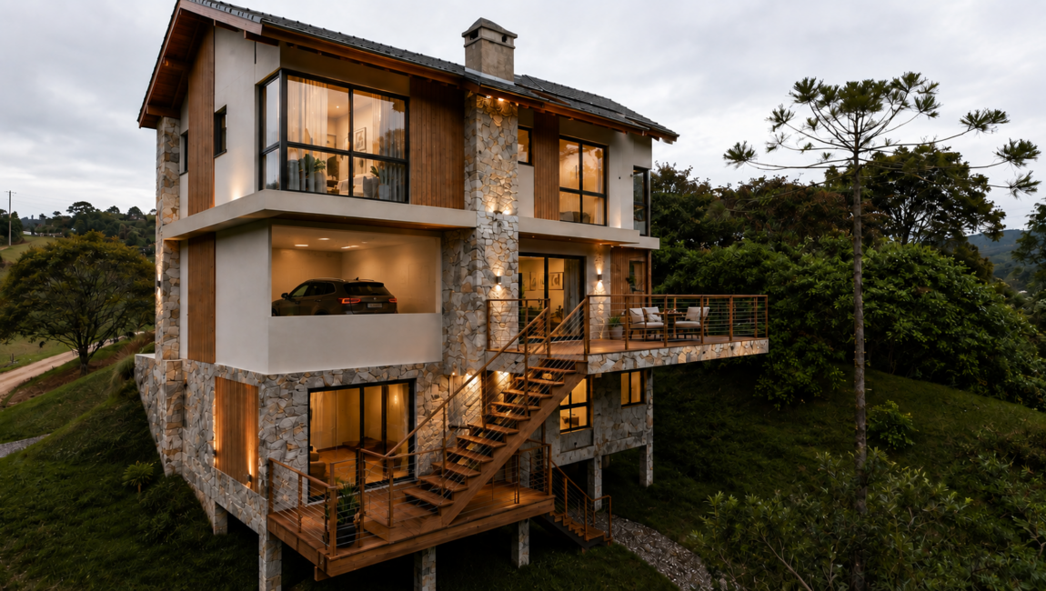 CASA DE ALTO PADRÃO EM CONSTRUÇÃO NO CONDOMÍNIO COSTA DA SERRA – VILA DA CACHOEIRA | RANCHO QUEIMADO/SC